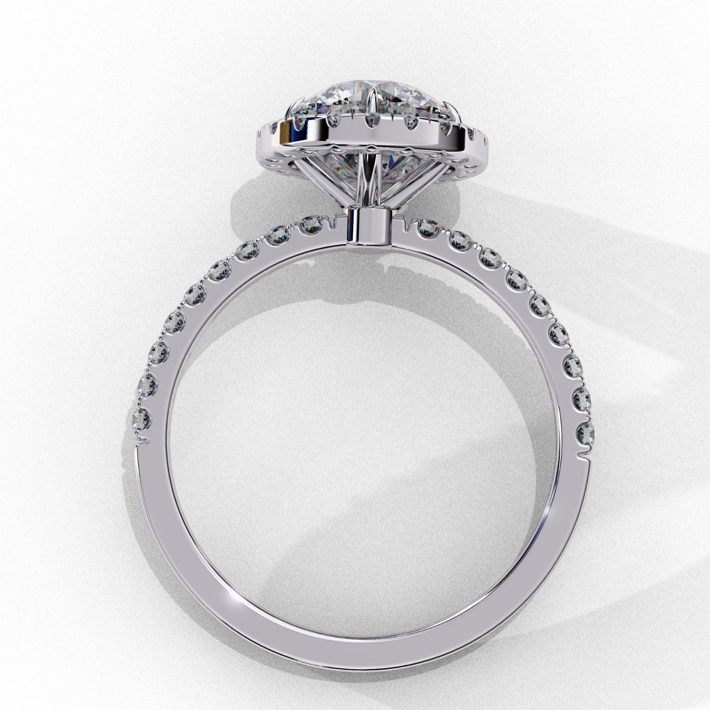 Round Cut Lab Grown Diamond Halo Engagement Ring - Two-Tone Pavé Setting | IGI Certified | Sarva Jewels