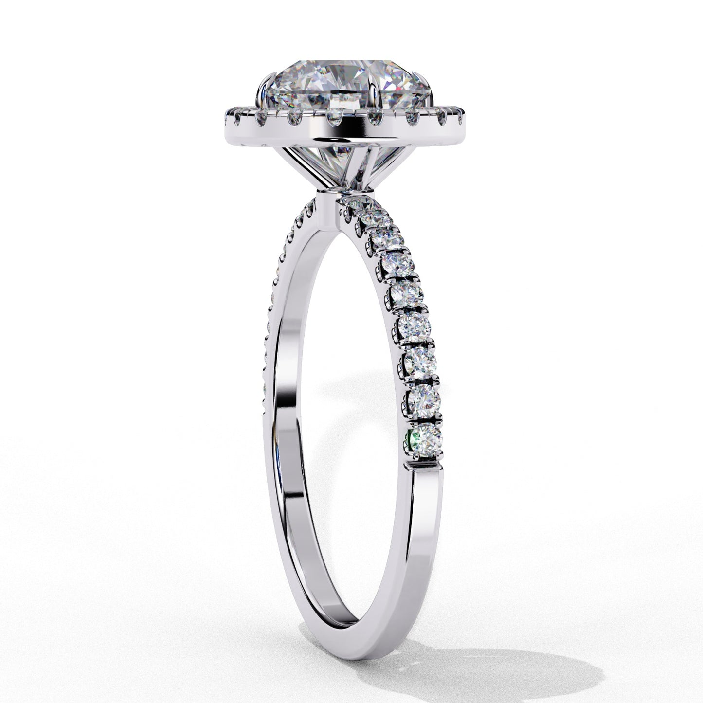 Round Cut Lab Grown Diamond Halo Engagement Ring - Two-Tone Pavé Setting | IGI Certified | Sarva Jewels