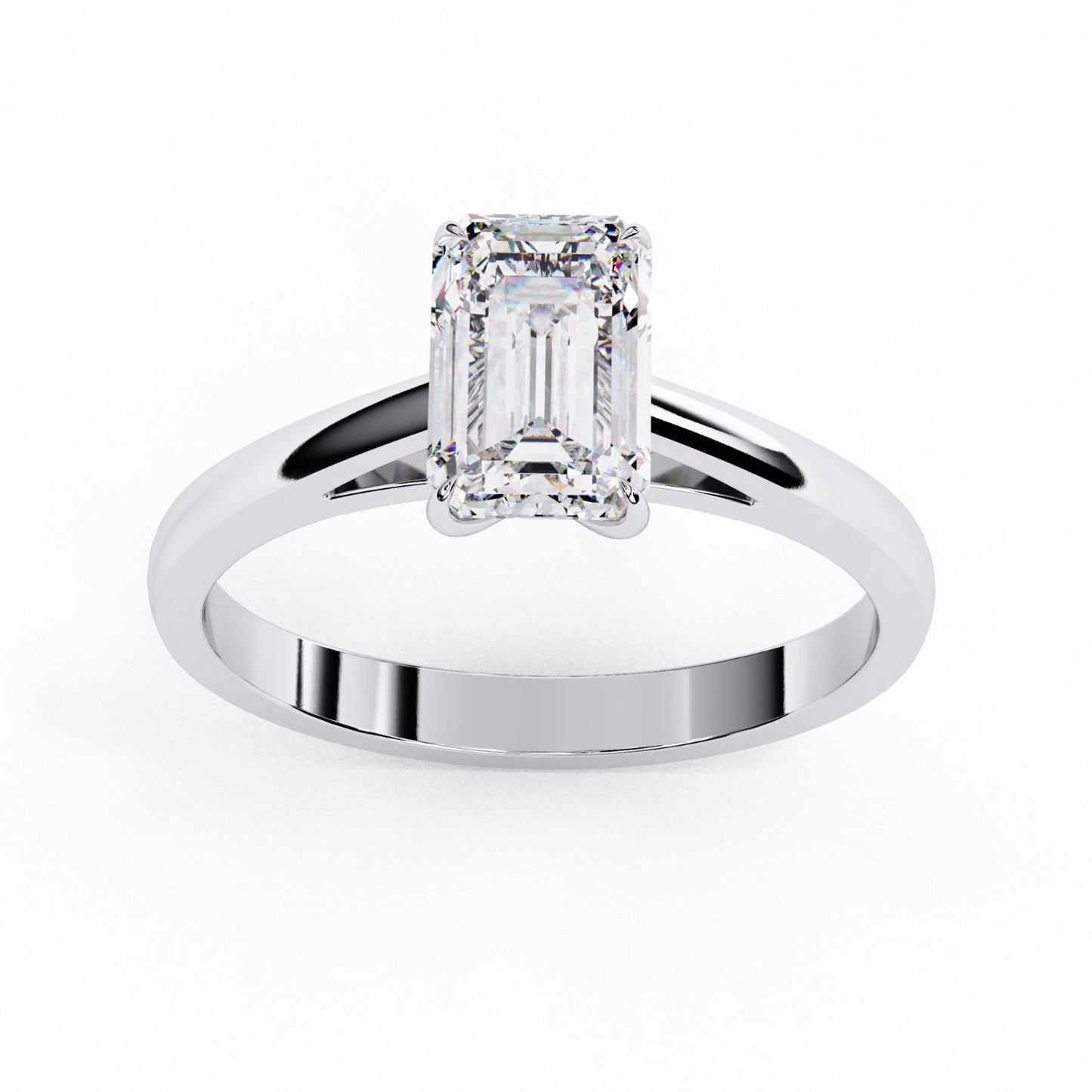 Emerald Cut Lab Grown Diamond Solitaire Engagement Ring - Yellow Gold Setting | IGI Certified | Sarva Jewels