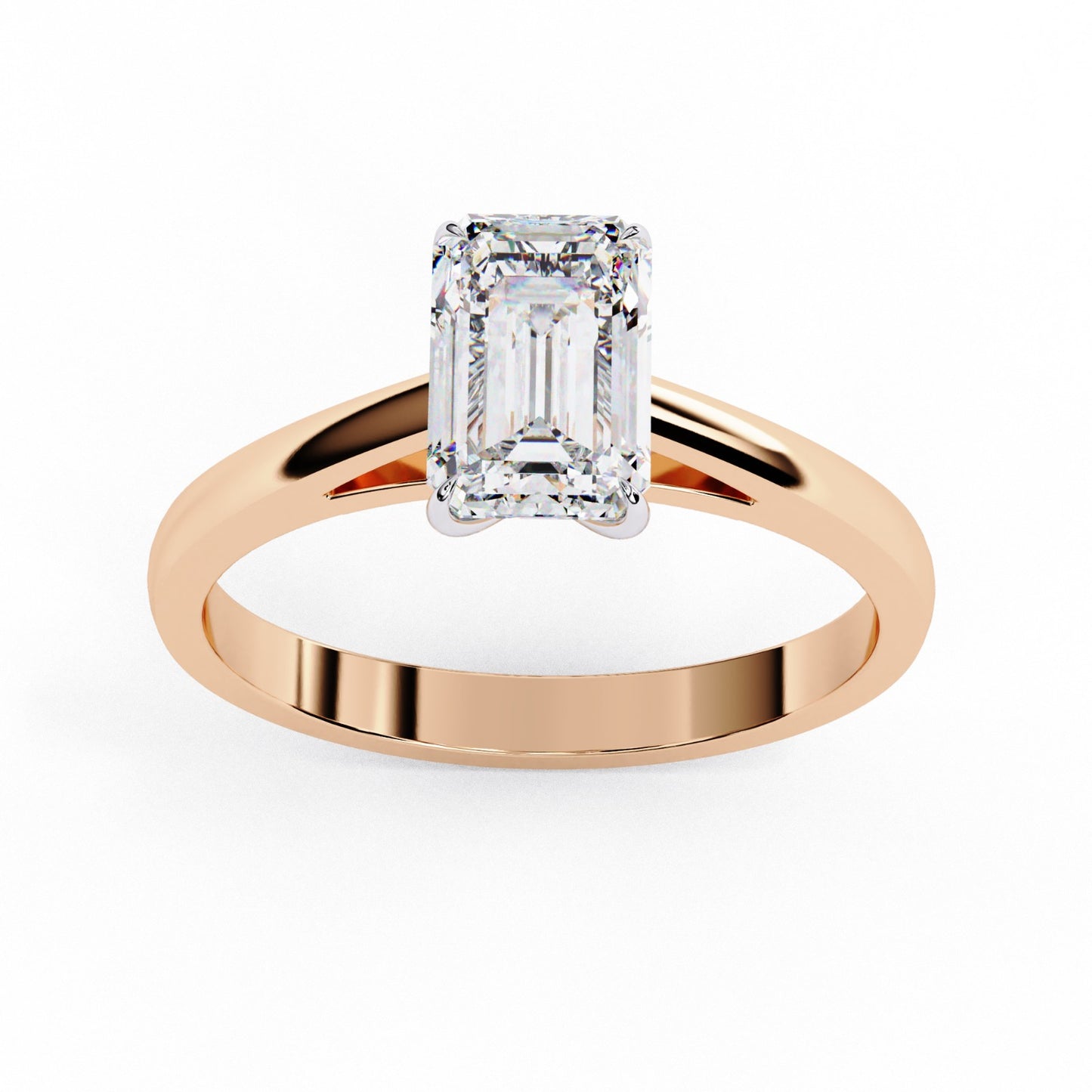 Emerald Cut Lab Grown Diamond Solitaire Engagement Ring - Yellow Gold Setting | IGI Certified | Sarva Jewels