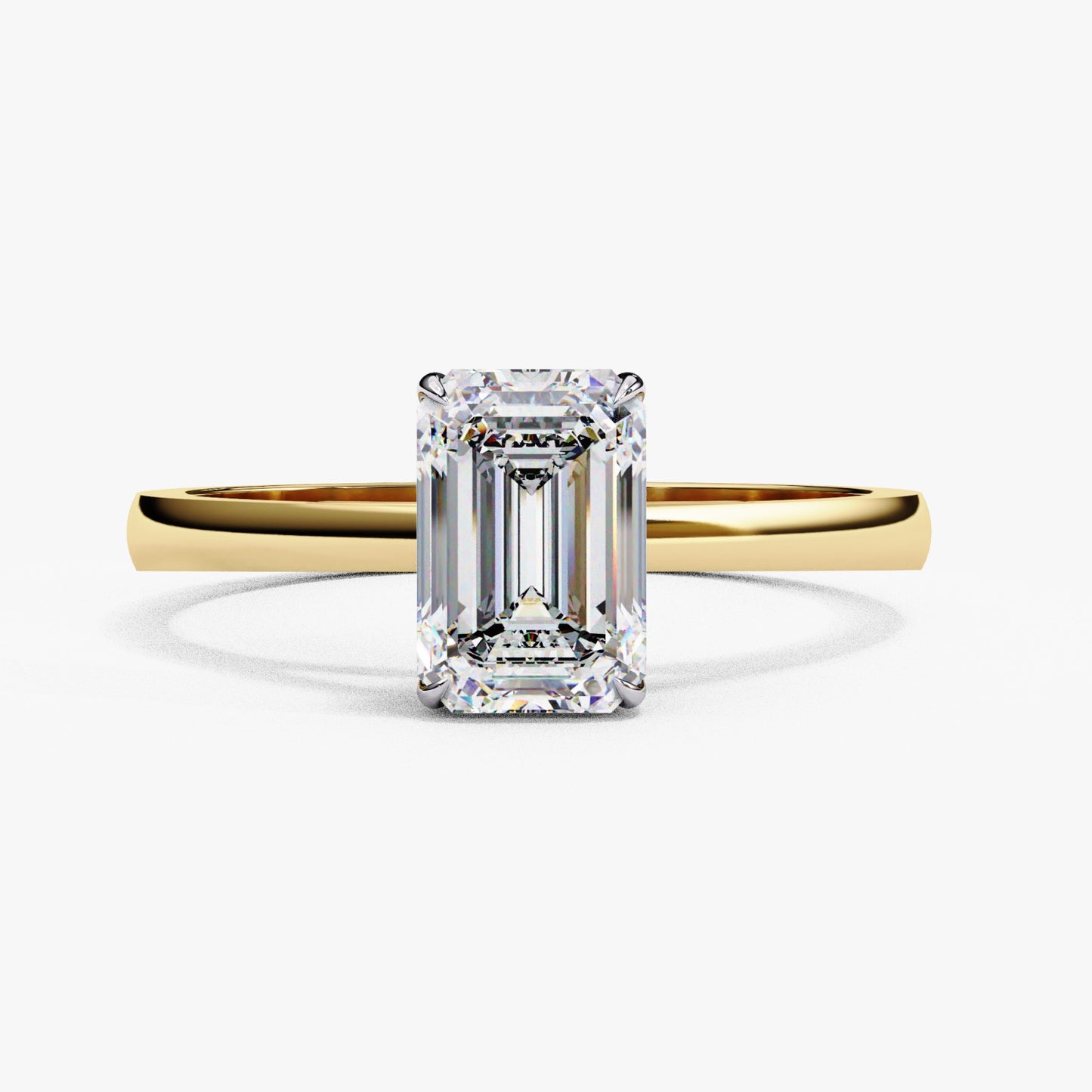 Emerald Cut Lab Grown Diamond Solitaire Engagement Ring - Yellow Gold Setting | IGI Certified | Sarva Jewels