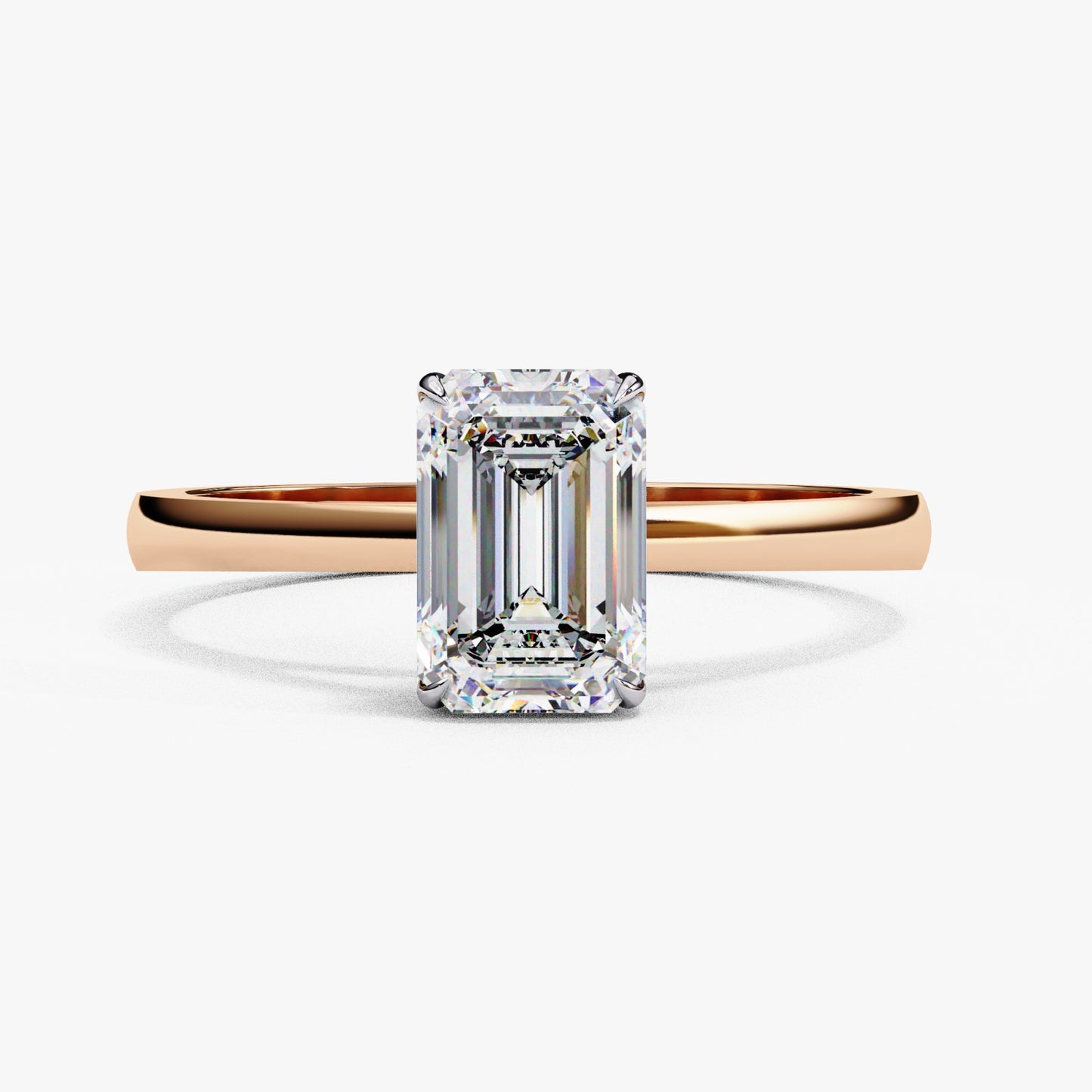 Emerald Cut Lab Grown Diamond Solitaire Engagement Ring - Yellow Gold Setting | IGI Certified | Sarva Jewels