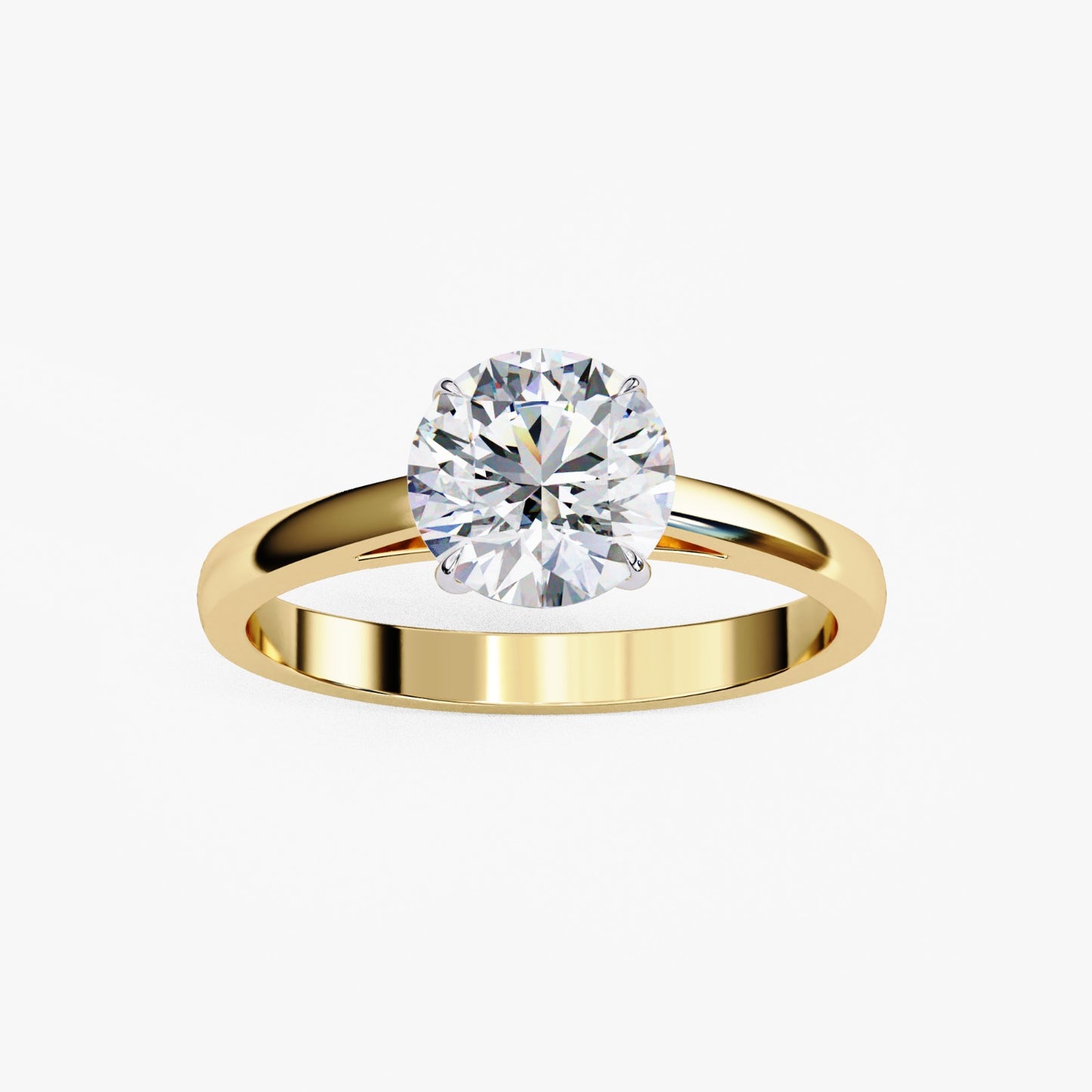 Round Cut Lab Grown Diamond Solitaire Engagement Ring - Yellow Gold Setting | IGI Certified | Sarva Jewels
