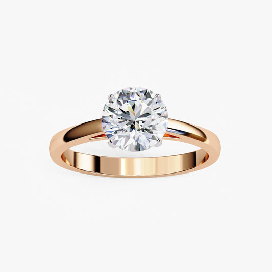 Round Cut Lab Grown Diamond Solitaire Engagement Ring - Yellow Gold Setting | IGI Certified | Sarva Jewels