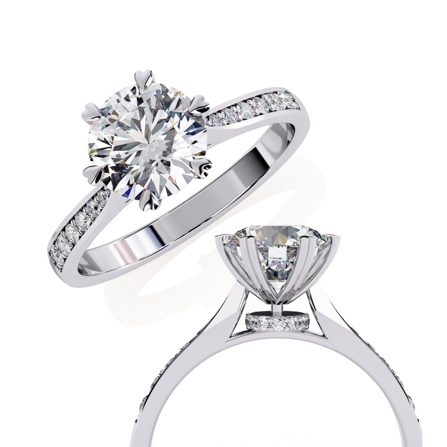 Round Cut Lab Grown Diamond Engagement Ring - Yellow Gold Channel Set Band | IGI Certified | Sarva Jewels