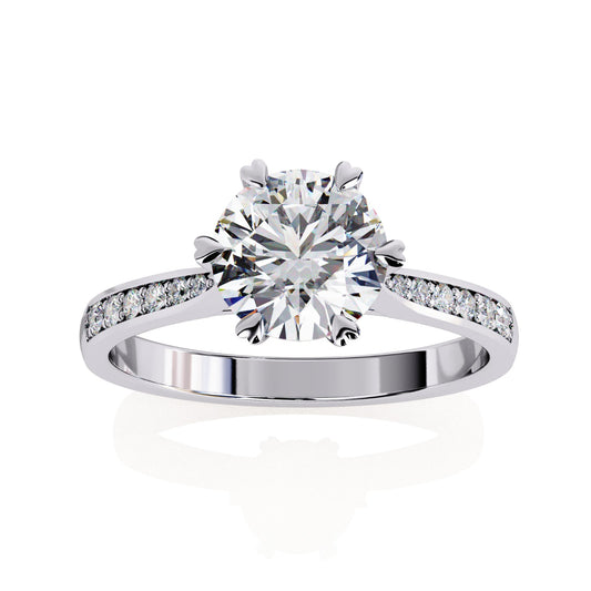 Round Cut Lab Grown Diamond Engagement Ring - Yellow Gold Channel Set Band | IGI Certified | Sarva Jewels