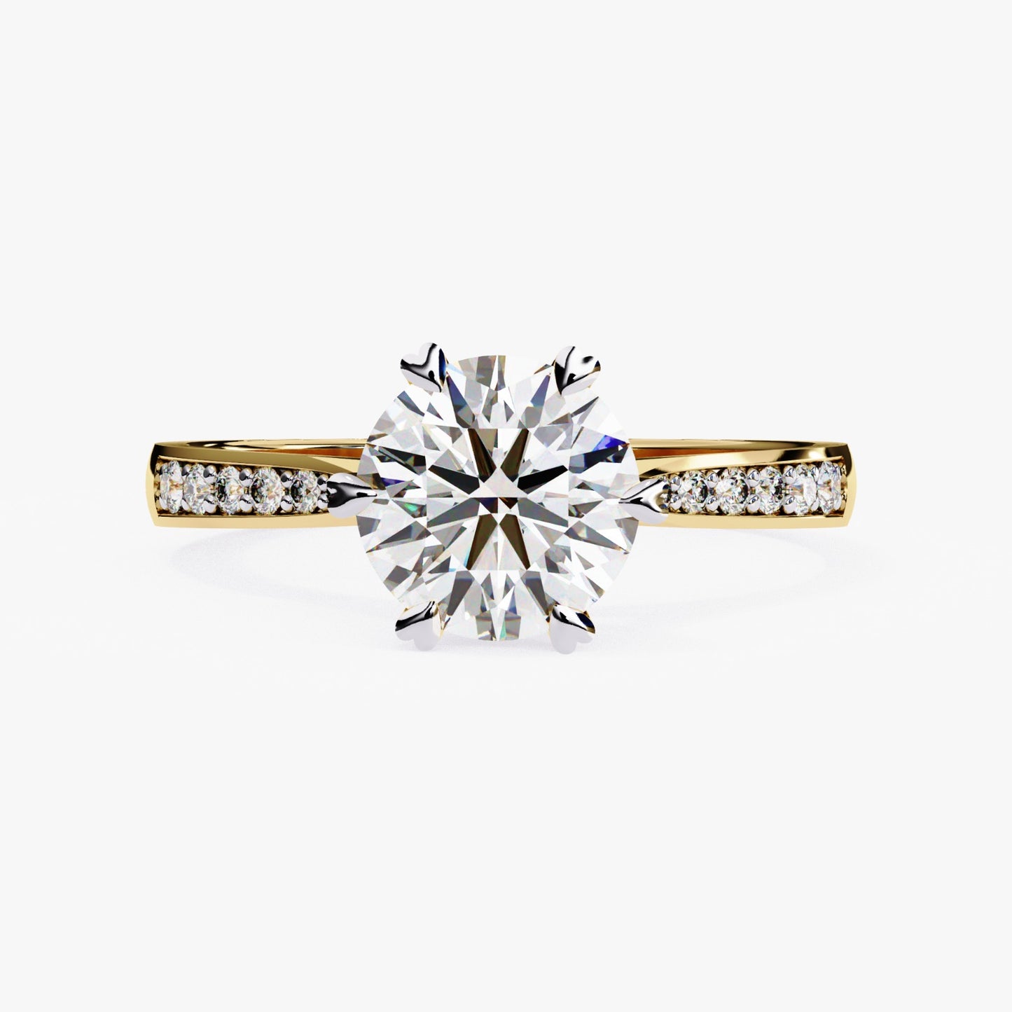Round Cut Lab Grown Diamond Engagement Ring - Yellow Gold Channel Set Band | IGI Certified | Sarva Jewels