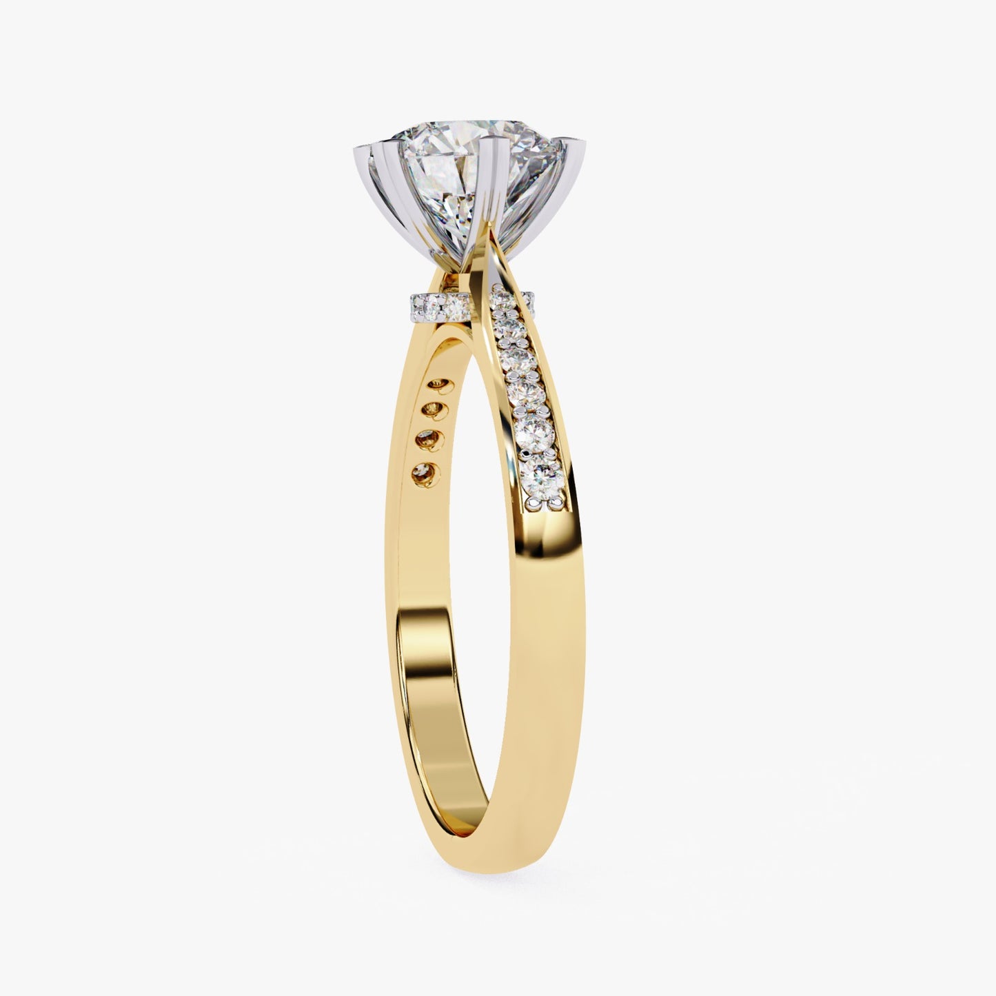 Round Cut Lab Grown Diamond Engagement Ring - Yellow Gold Channel Set Band | IGI Certified | Sarva Jewels