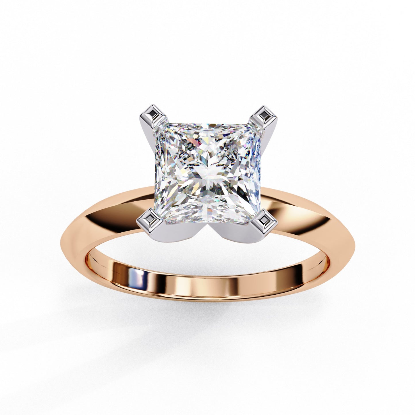 Princess Cut Lab Grown Diamond Solitaire Engagement Ring - Rose Gold Setting | IGI Certified | Sarva Jewels