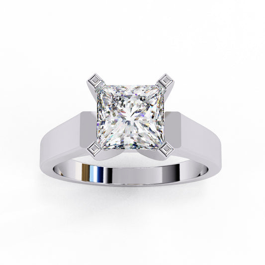 Princess Cut Lab Grown Diamond Solitaire Engagement Ring - Two-Tone Setting | IGI Certified | Sarva Jewels