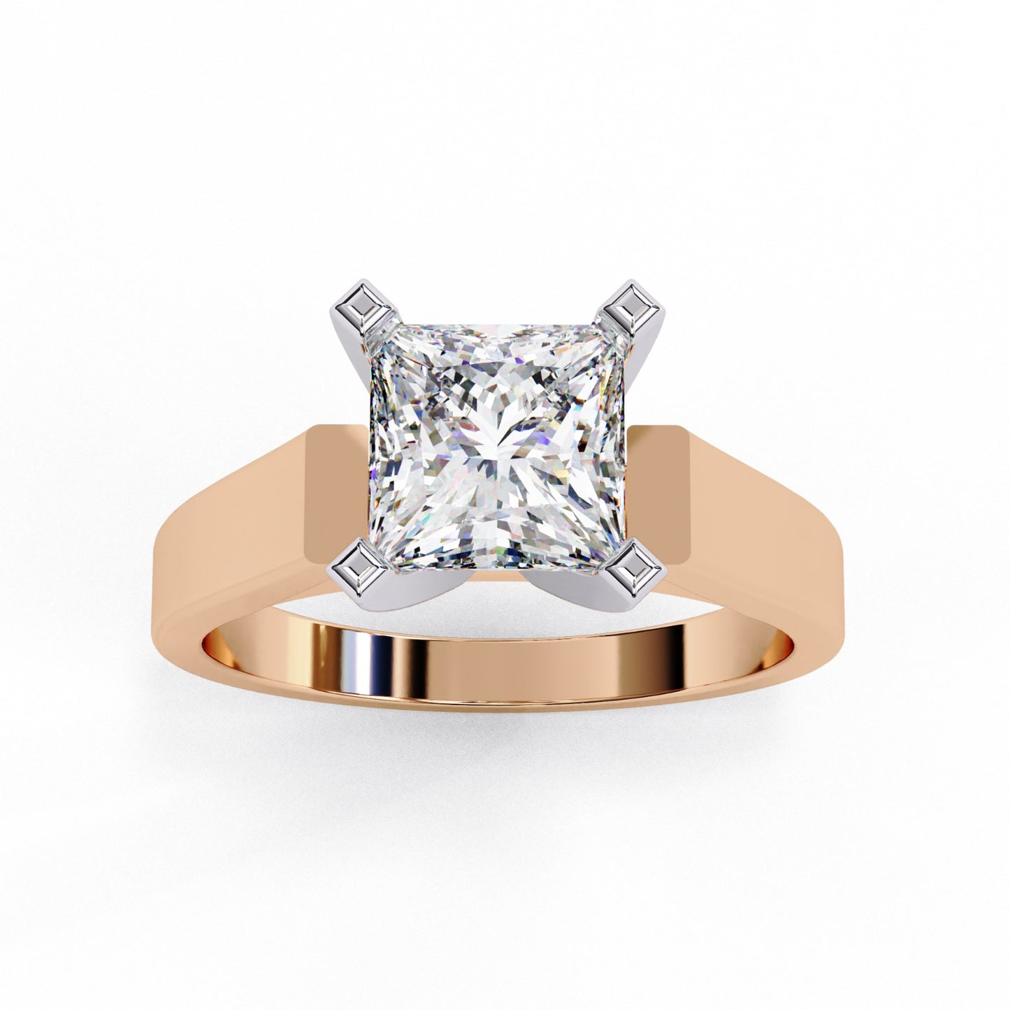 Princess Cut Lab Grown Diamond Solitaire Engagement Ring - Two-Tone Setting | IGI Certified | Sarva Jewels