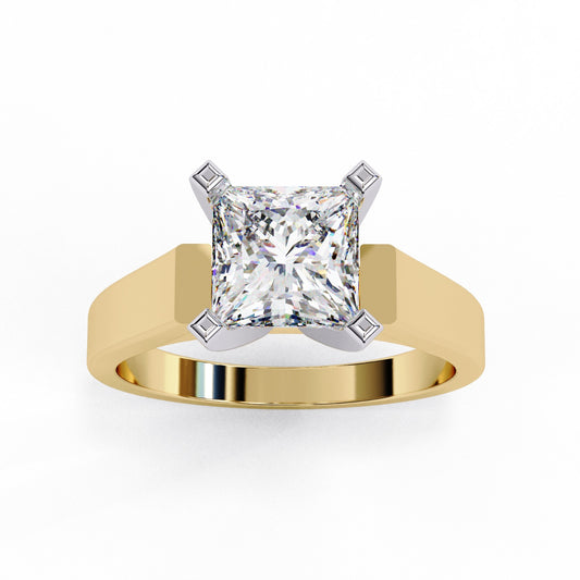 Princess Cut Lab Grown Diamond Solitaire Engagement Ring - Two-Tone Setting | IGI Certified | Sarva Jewels