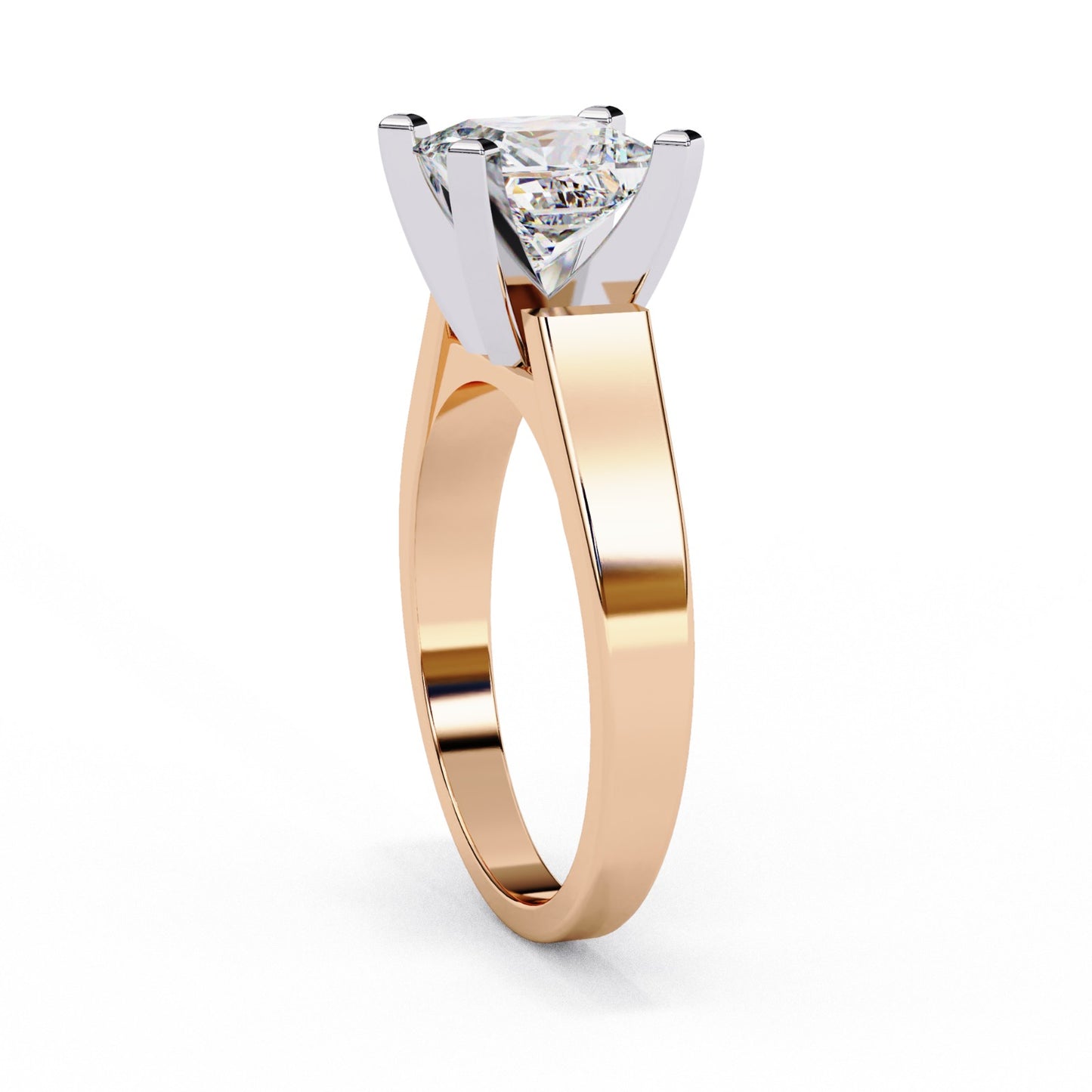 Princess Cut Lab Grown Diamond Solitaire Engagement Ring - Two-Tone Setting | IGI Certified | Sarva Jewels