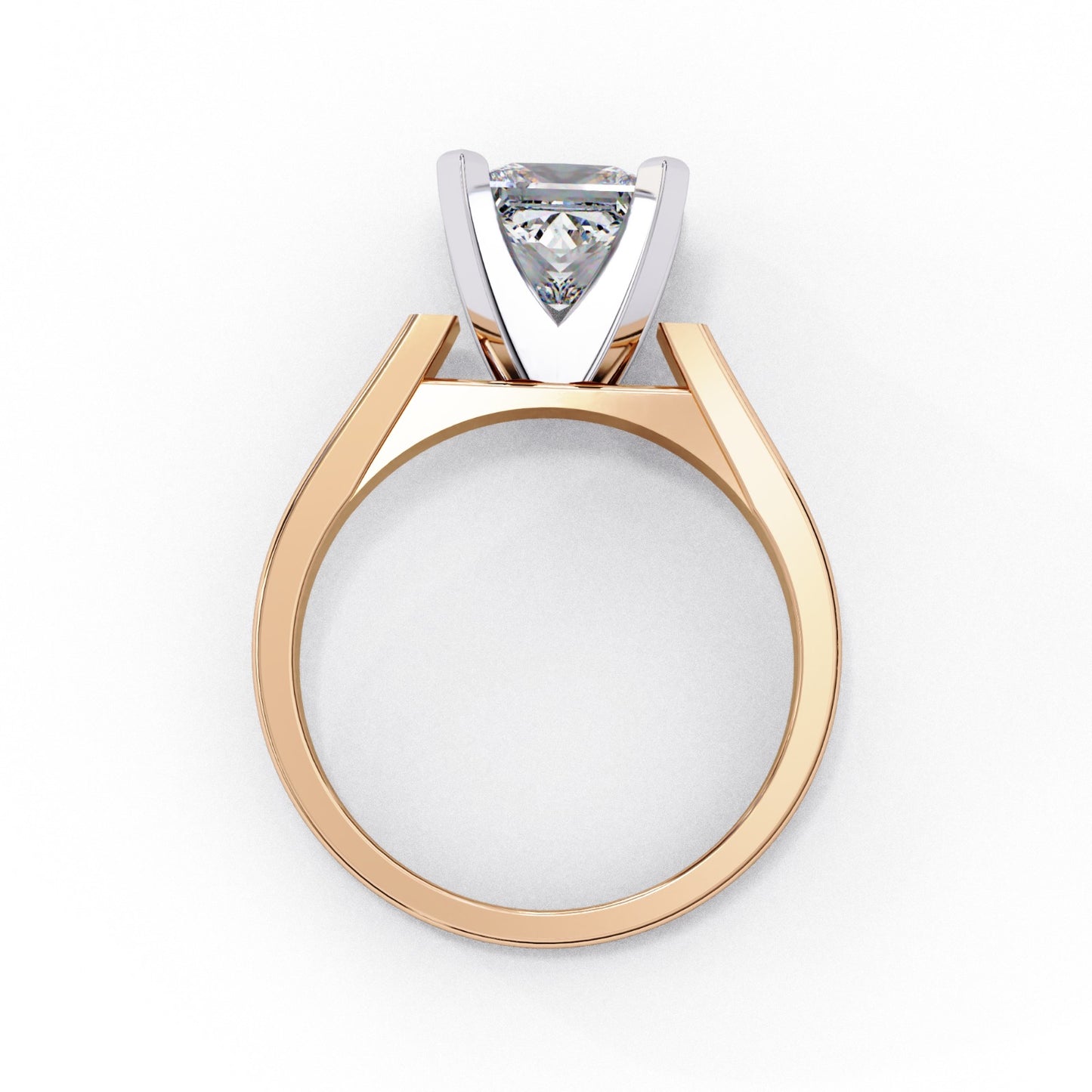 Princess Cut Lab Grown Diamond Solitaire Engagement Ring - Two-Tone Setting | IGI Certified | Sarva Jewels