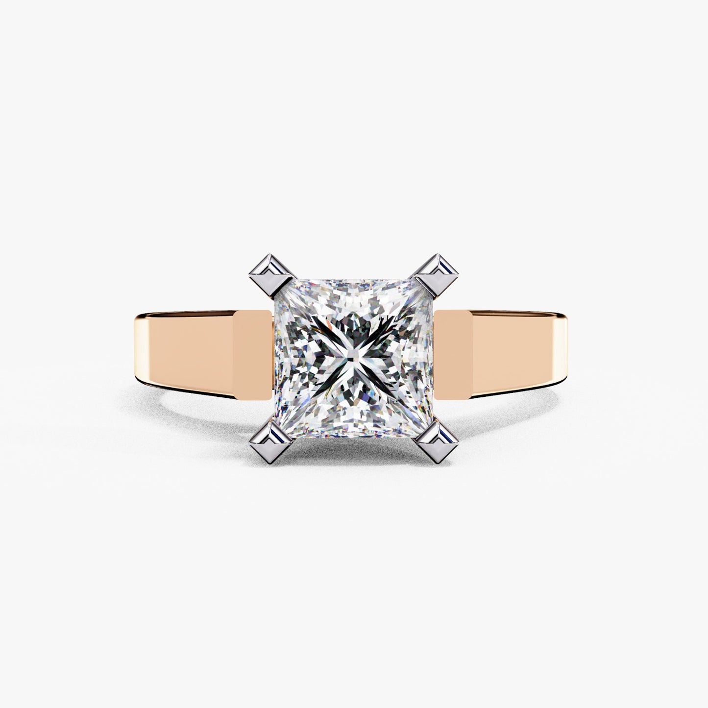 Princess Cut Lab Grown Diamond Solitaire Engagement Ring - Two-Tone Setting | IGI Certified | Sarva Jewels