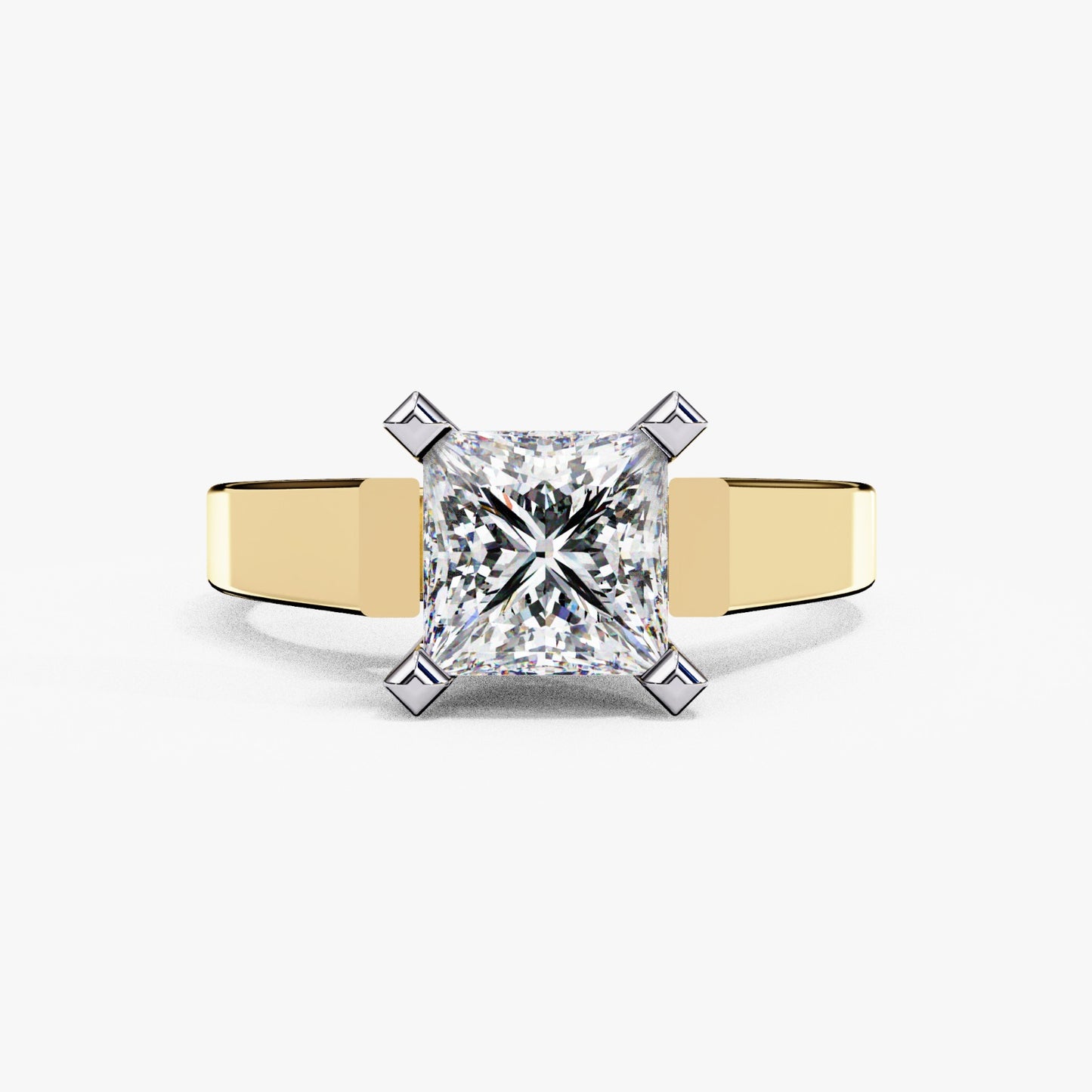 Princess Cut Lab Grown Diamond Solitaire Engagement Ring - Two-Tone Setting | IGI Certified | Sarva Jewels