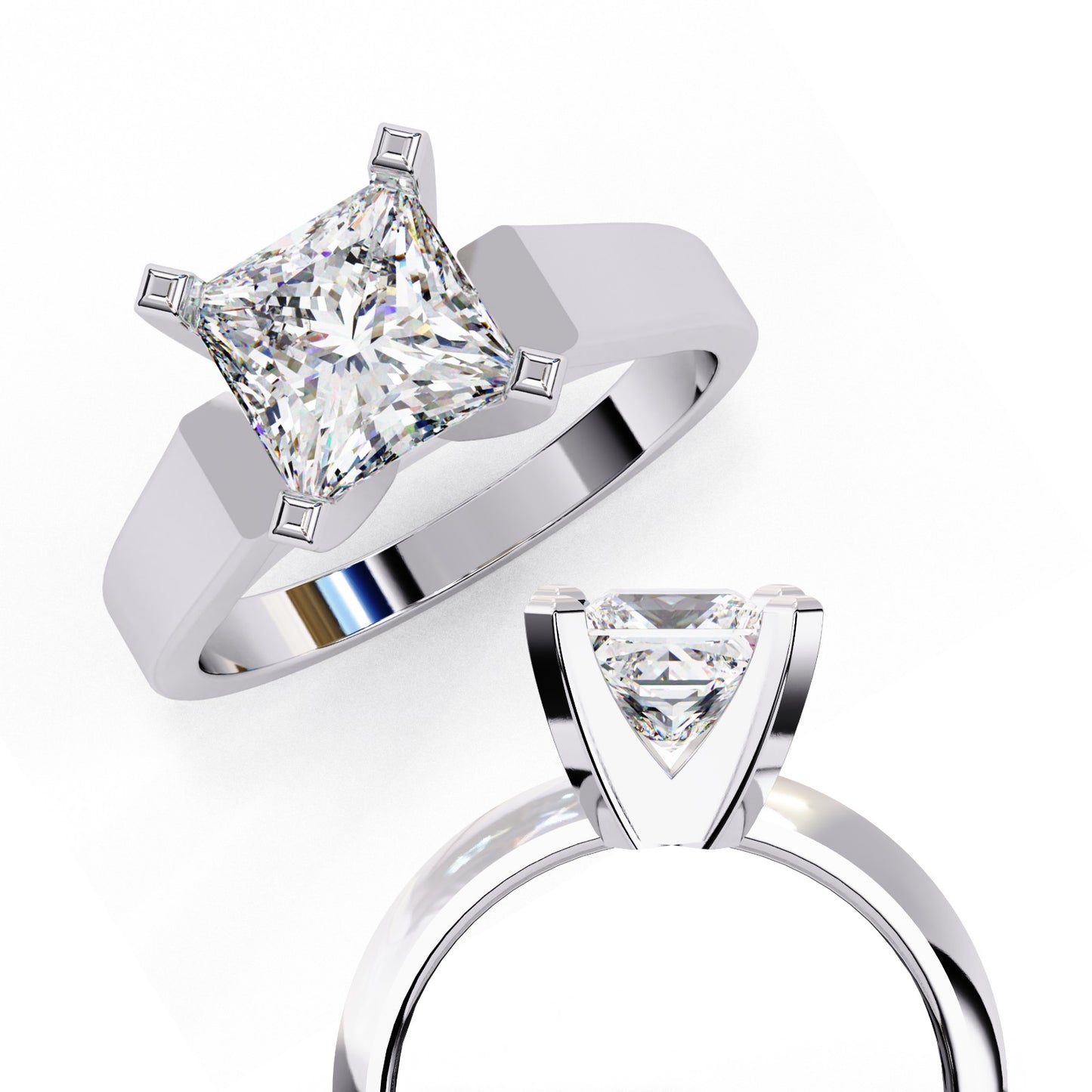 Princess Cut Lab Grown Diamond Solitaire Engagement Ring - Two-Tone Setting | IGI Certified | Sarva Jewels