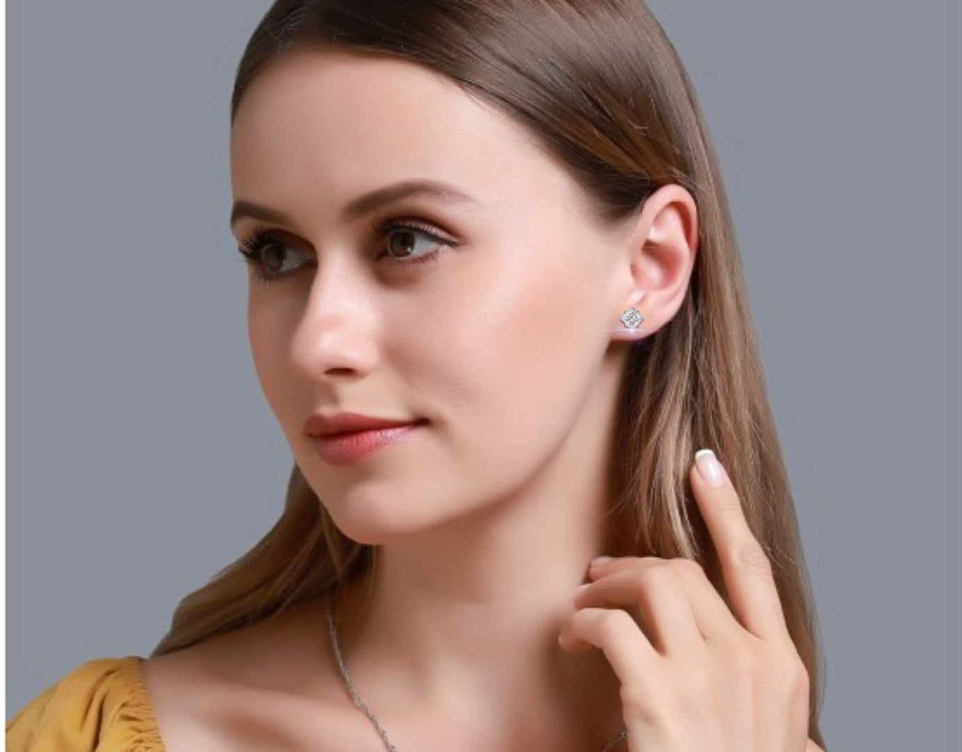 Princess Cut Lab Grown Diamond Stud Earrings - Rose Gold Setting | IGI Certified | Sarva Jewels
