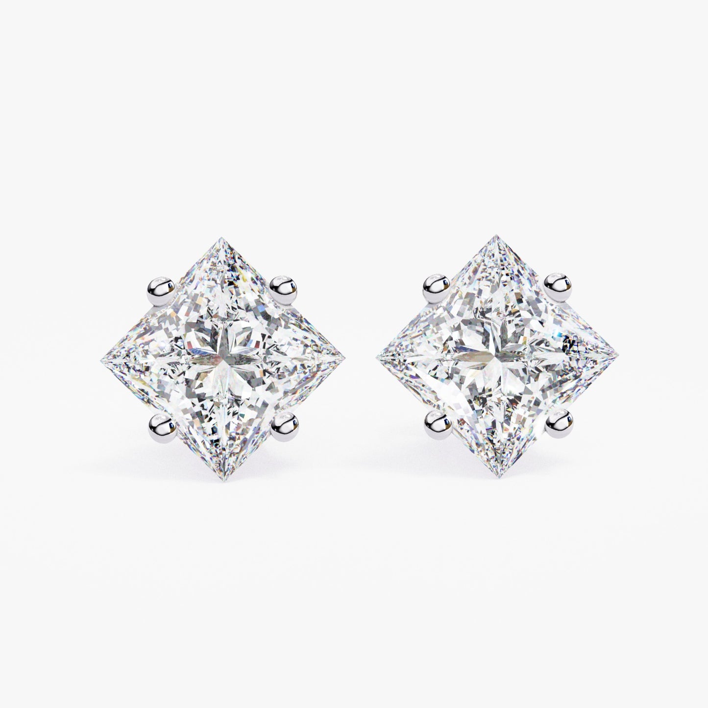 Princess Cut Lab Grown Diamond Stud Earrings - Rose Gold Setting | IGI Certified | Sarva Jewels