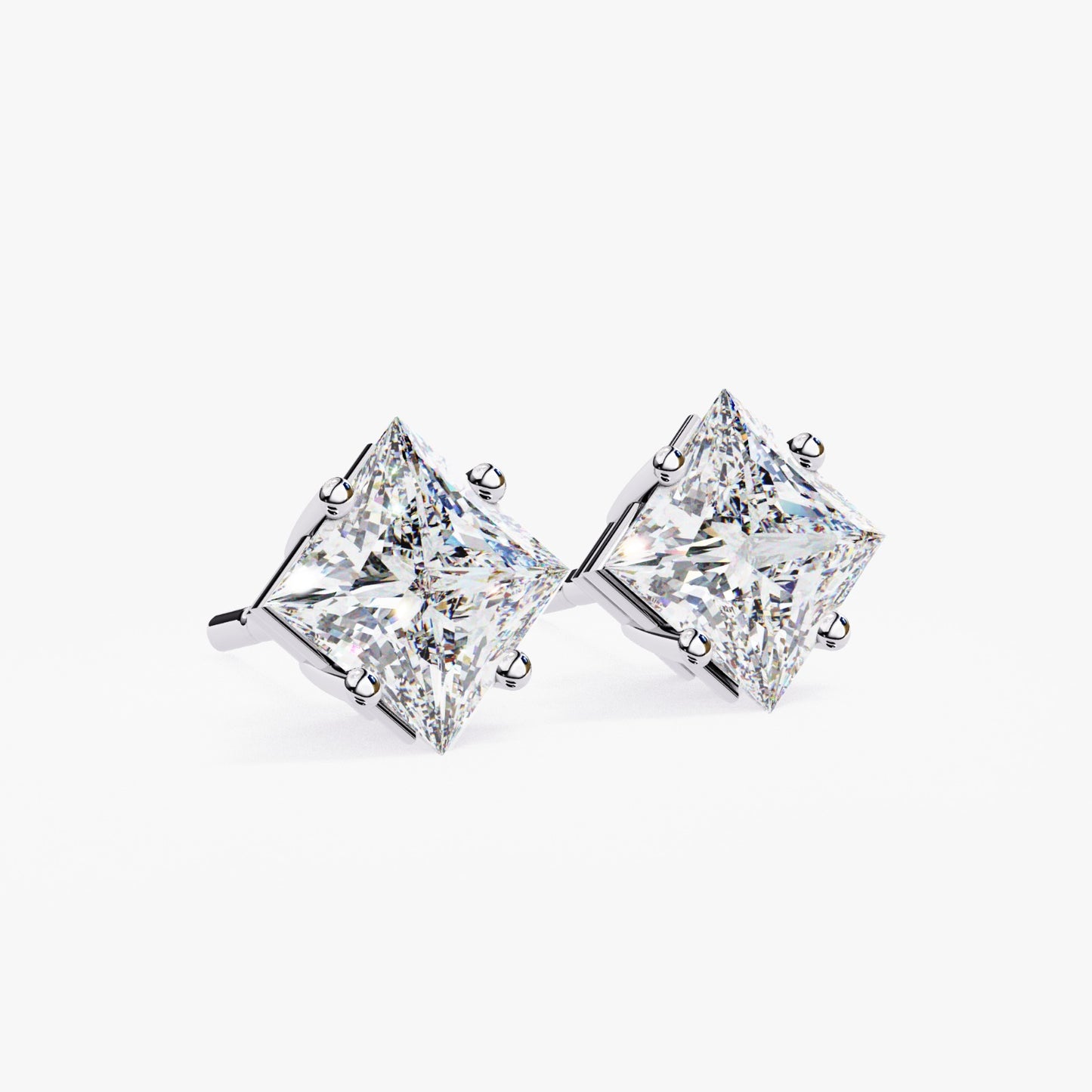 Princess Cut Lab Grown Diamond Stud Earrings - Rose Gold Setting | IGI Certified | Sarva Jewels