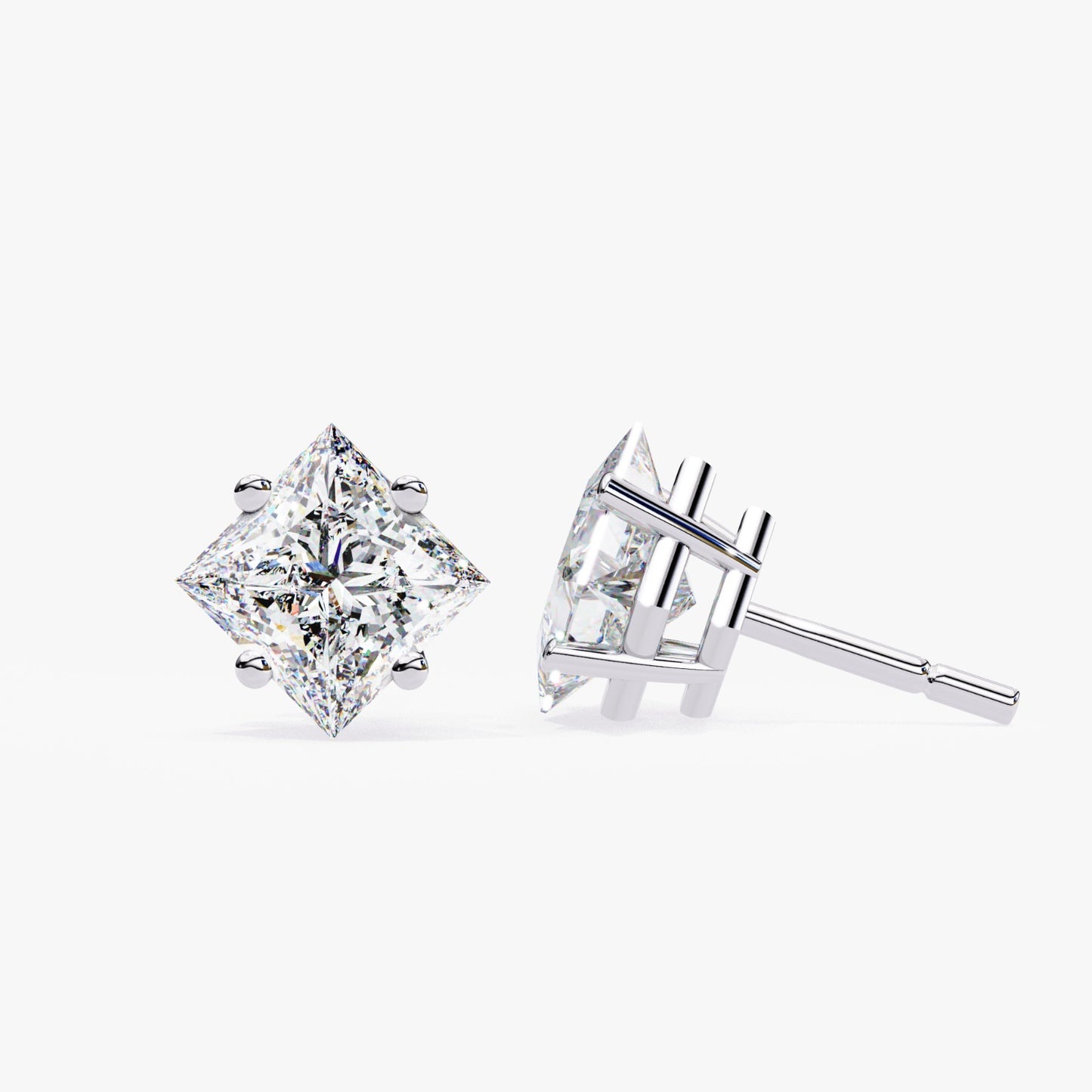 Princess Cut Lab Grown Diamond Stud Earrings - Rose Gold Setting | IGI Certified | Sarva Jewels