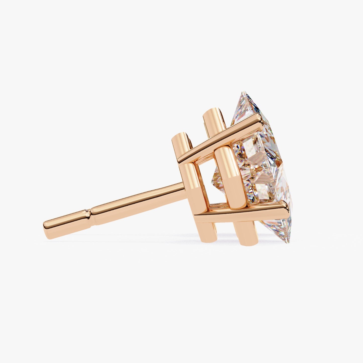 Princess Cut Lab Grown Diamond Stud Earrings - Rose Gold Setting | IGI Certified | Sarva Jewels