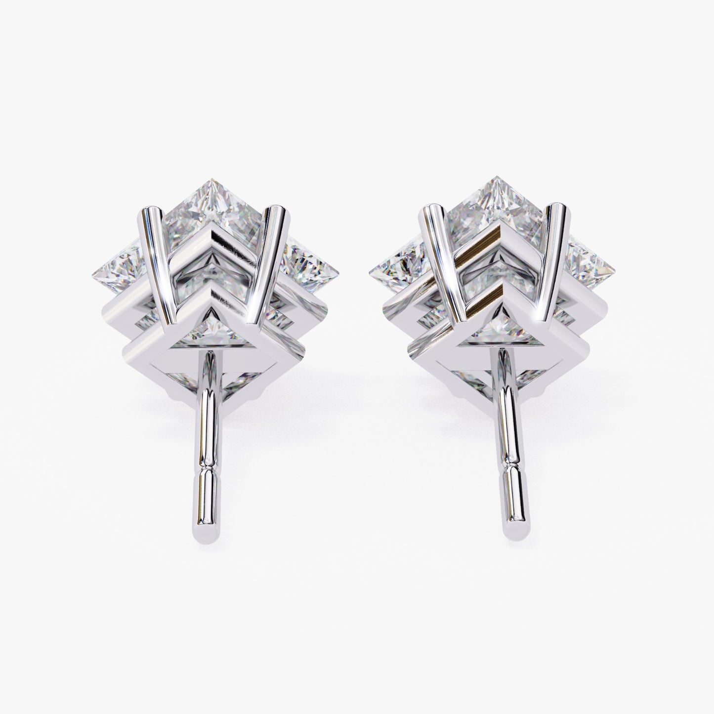 Princess Cut Lab Grown Diamond Stud Earrings - Rose Gold Setting | IGI Certified | Sarva Jewels