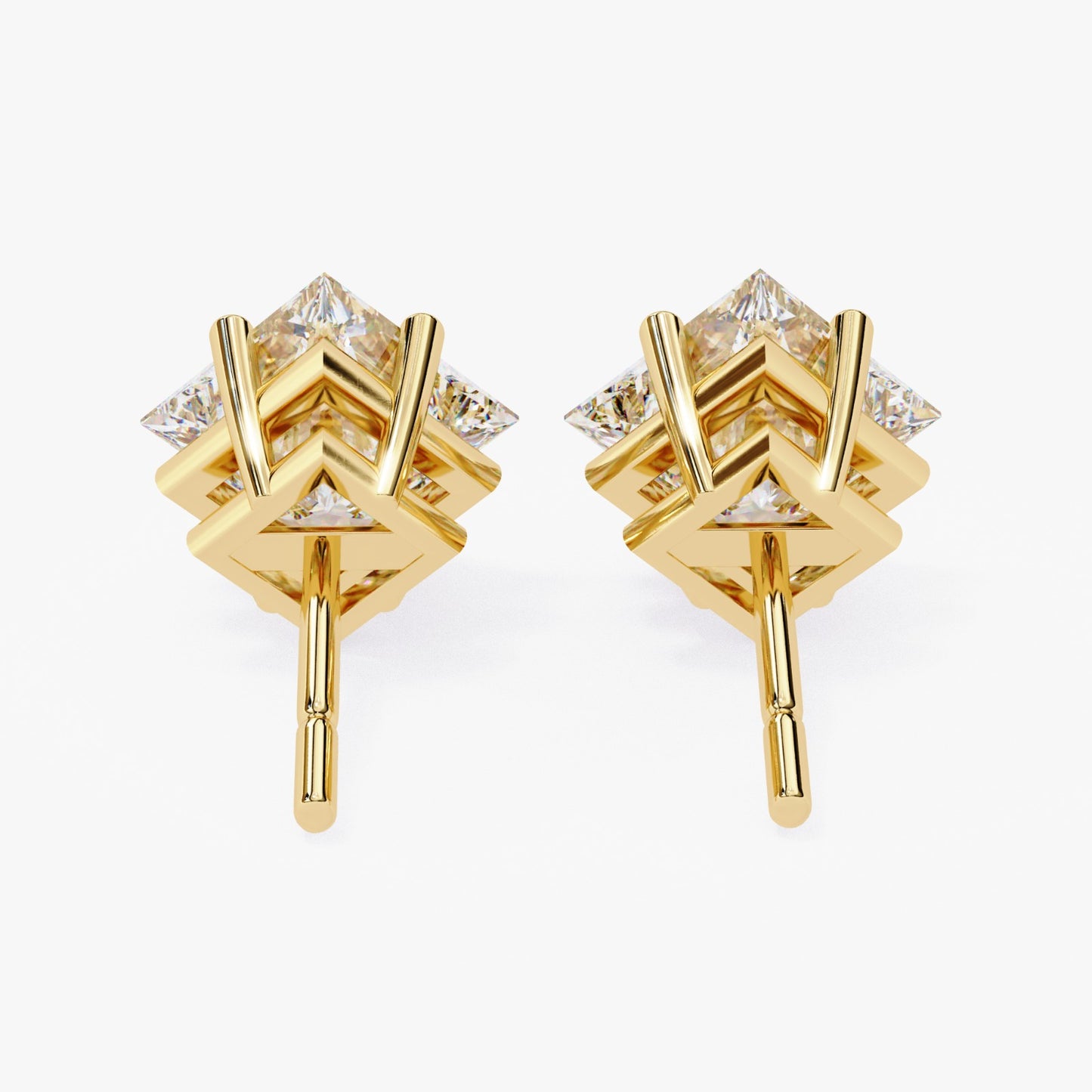 Princess Cut Lab Grown Diamond Stud Earrings - Rose Gold Setting | IGI Certified | Sarva Jewels