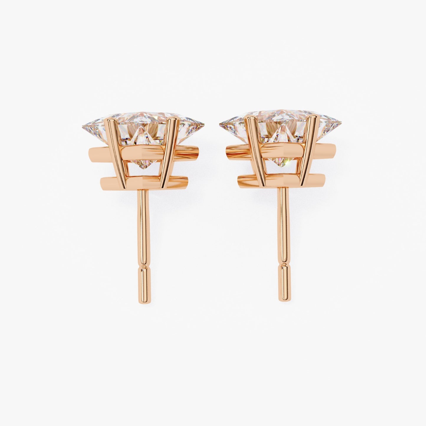Princess Cut Lab Grown Diamond Stud Earrings - Rose Gold Setting | IGI Certified | Sarva Jewels