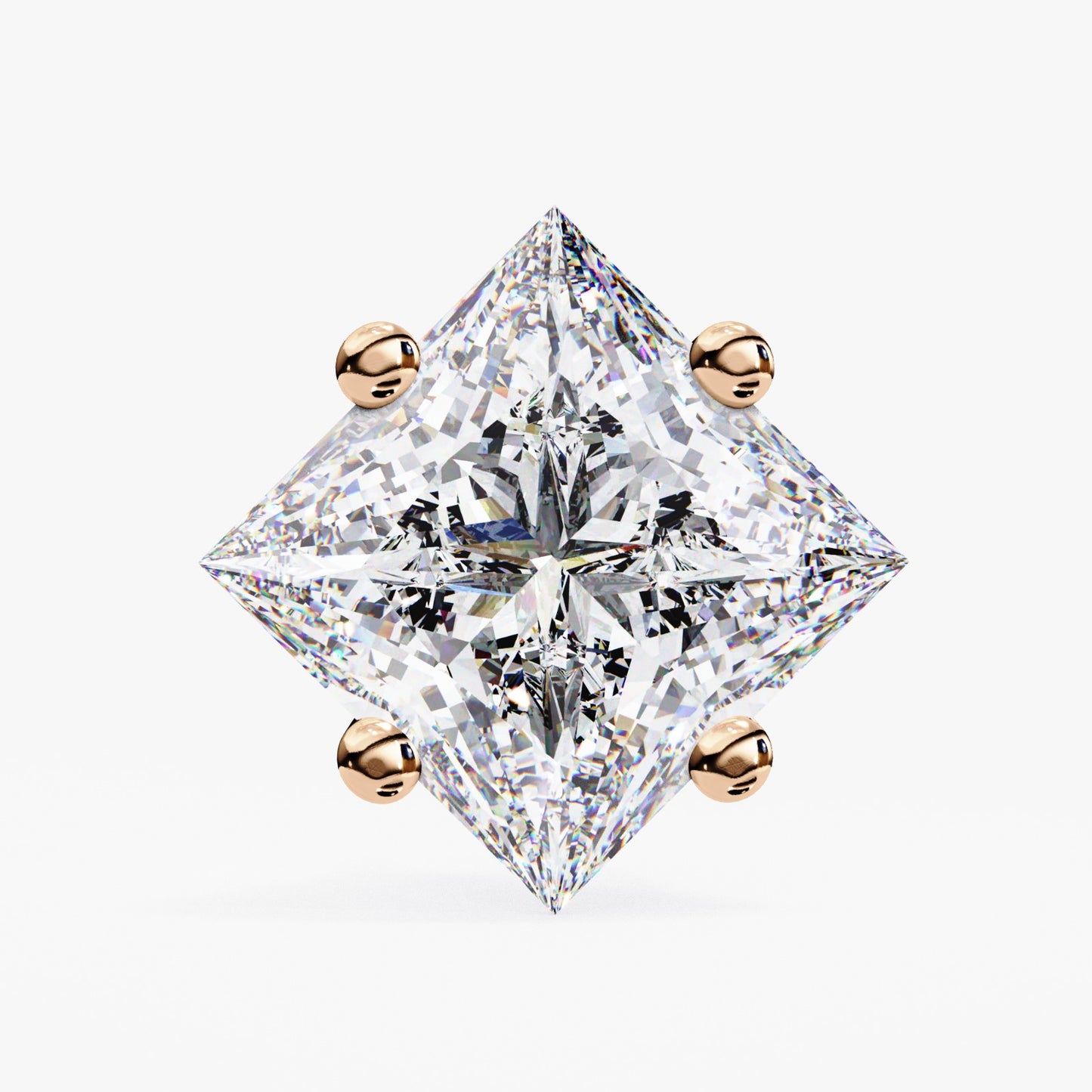 Princess Cut Lab Grown Diamond Stud Earrings - Rose Gold Setting | IGI Certified | Sarva Jewels