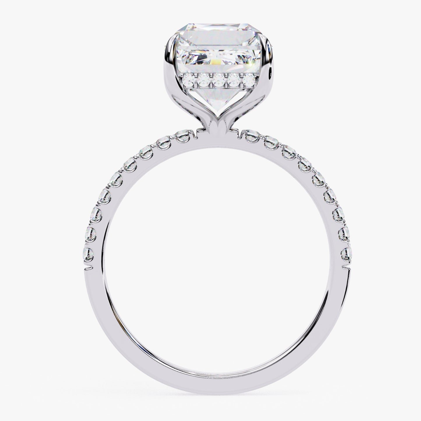Emerald Cut Lab Grown Diamond Engagement Ring - Rose Gold Pavé Band Setting | IGI Certified | Sarva Jewels