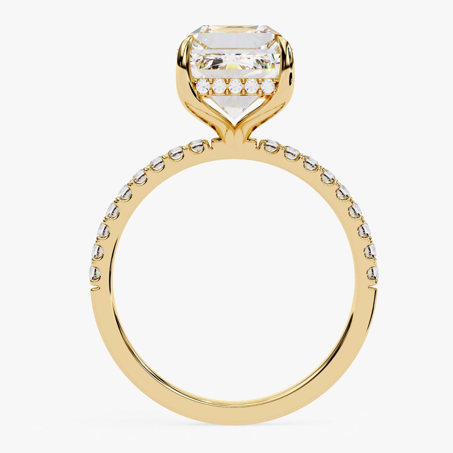 Emerald Cut Lab Grown Diamond Engagement Ring - Rose Gold Pavé Band Setting | IGI Certified | Sarva Jewels