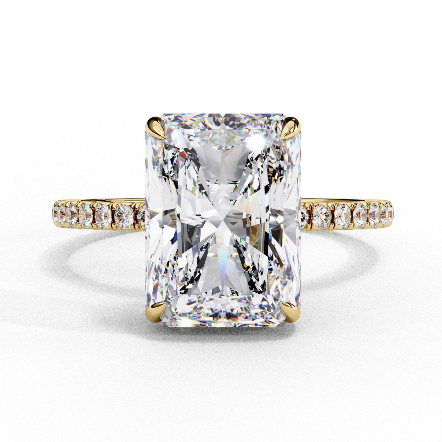 Emerald Cut Lab Grown Diamond Engagement Ring - Rose Gold Pavé Band Setting | IGI Certified | Sarva Jewels