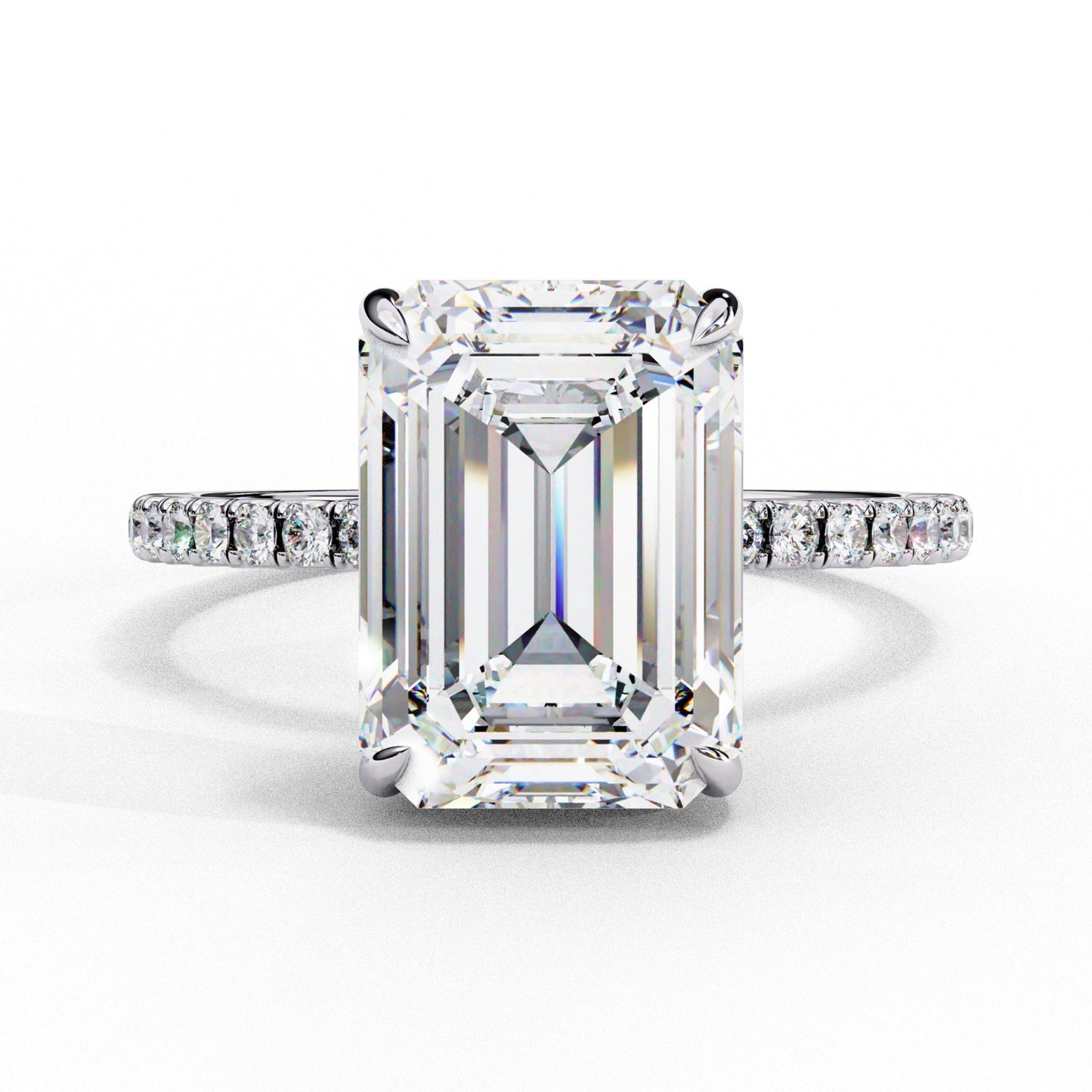 Emerald Cut Lab Grown Diamond Engagement Ring - Rose Gold Pavé Band Setting | IGI Certified | Sarva Jewels