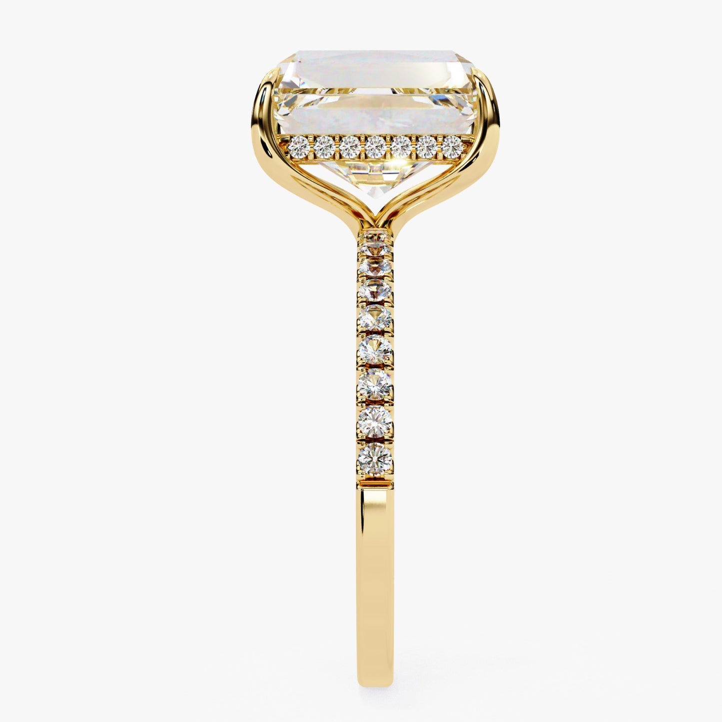 Emerald Cut Lab Grown Diamond Engagement Ring - Rose Gold Pavé Band Setting | IGI Certified | Sarva Jewels