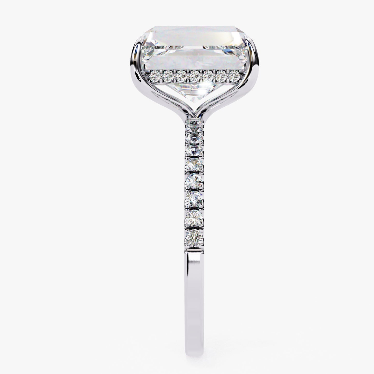 Emerald Cut Lab Grown Diamond Engagement Ring - Rose Gold Pavé Band Setting | IGI Certified | Sarva Jewels
