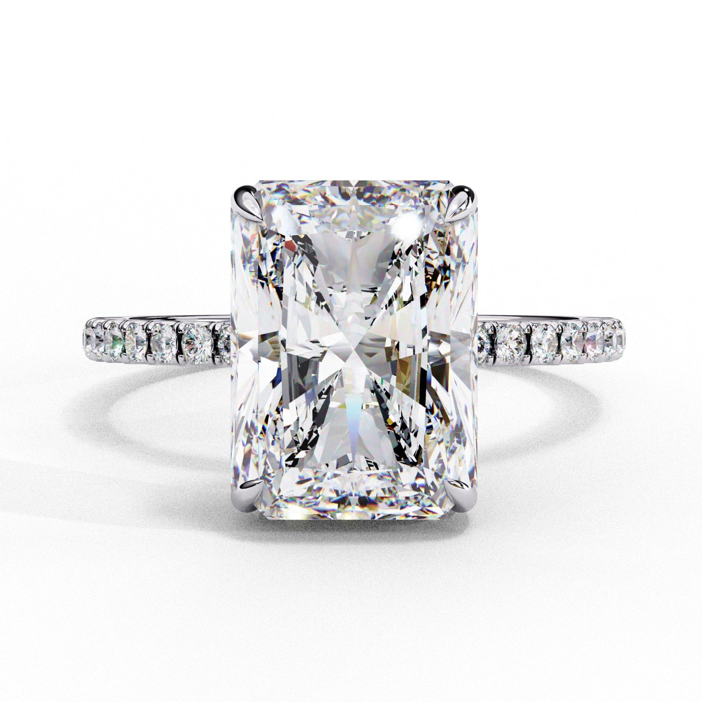 Emerald Cut Lab Grown Diamond Engagement Ring - Rose Gold Pavé Band Setting | IGI Certified | Sarva Jewels