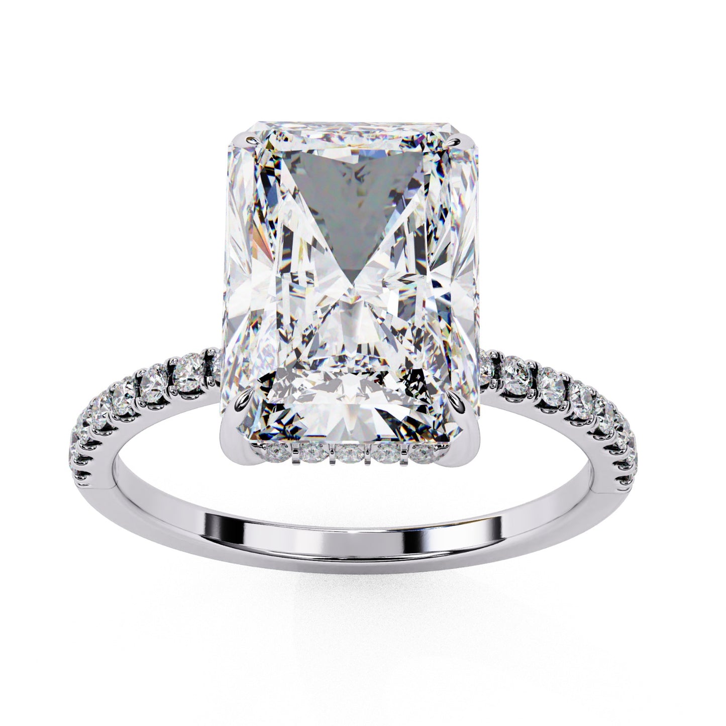 Emerald Cut Lab Grown Diamond Engagement Ring - Rose Gold Pavé Band Setting | IGI Certified | Sarva Jewels
