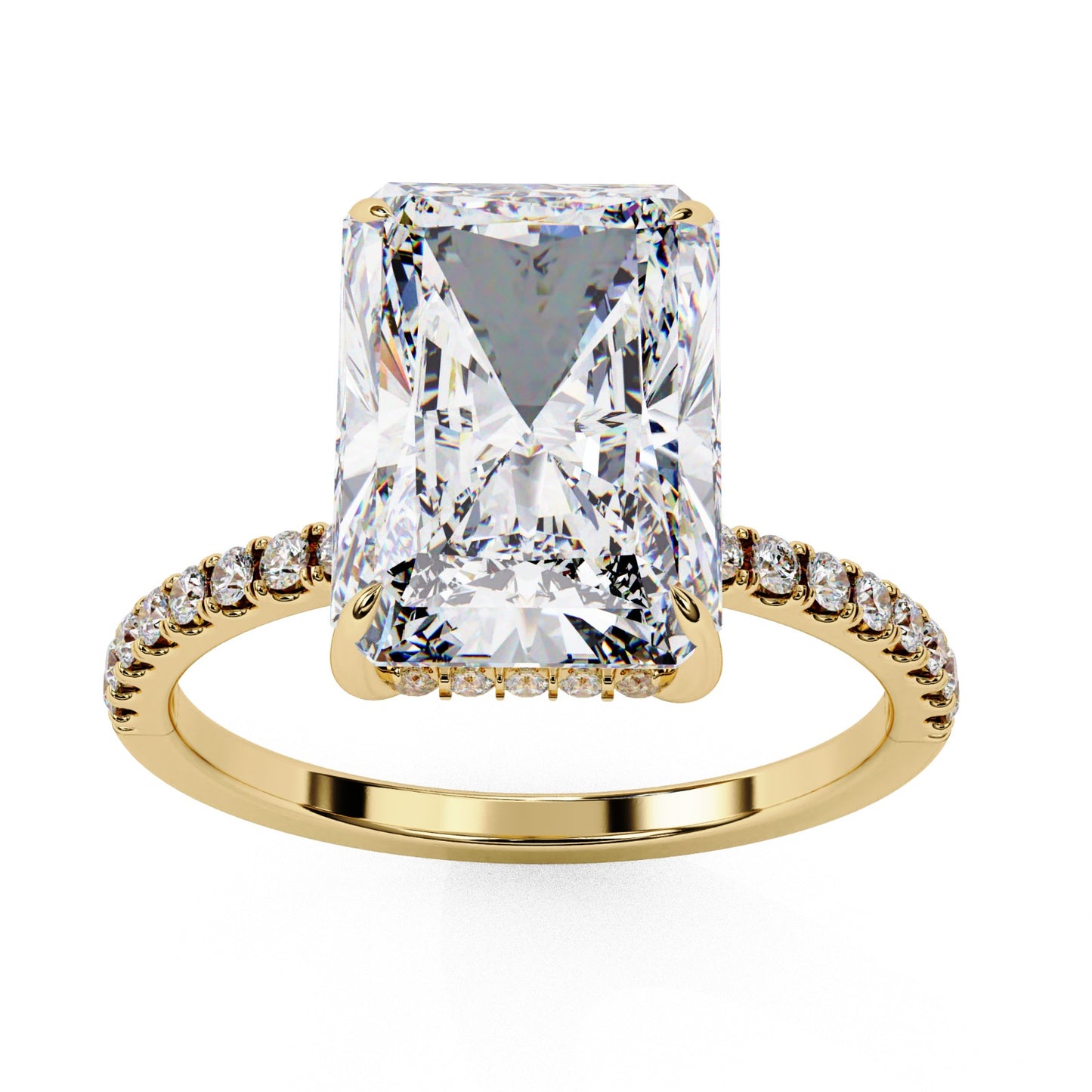 Emerald Cut Lab Grown Diamond Engagement Ring - Rose Gold Pavé Band Setting | IGI Certified | Sarva Jewels