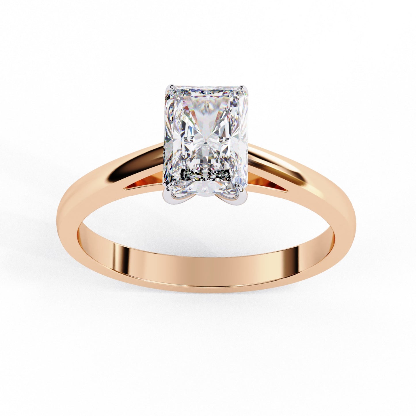 Radiant Cut Lab Grown Diamond Solitaire Engagement Ring - Two-Tone Setting | IGI Certified | Sarva Jewels
