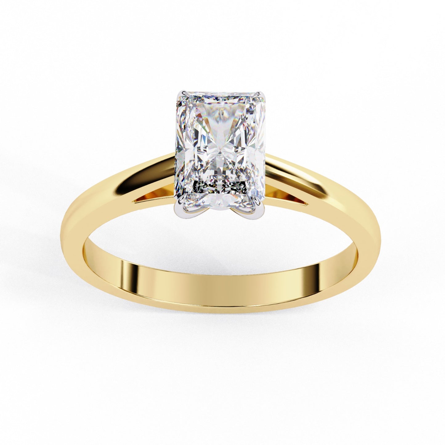Radiant Cut Lab Grown Diamond Solitaire Engagement Ring - Two-Tone Setting | IGI Certified | Sarva Jewels
