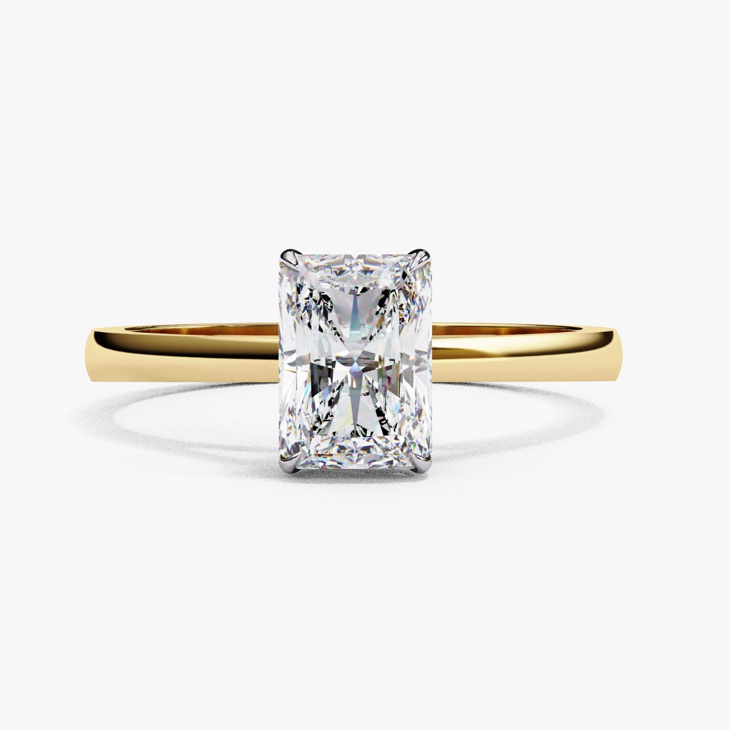 Radiant Cut Lab Grown Diamond Solitaire Engagement Ring - Two-Tone Setting | IGI Certified | Sarva Jewels