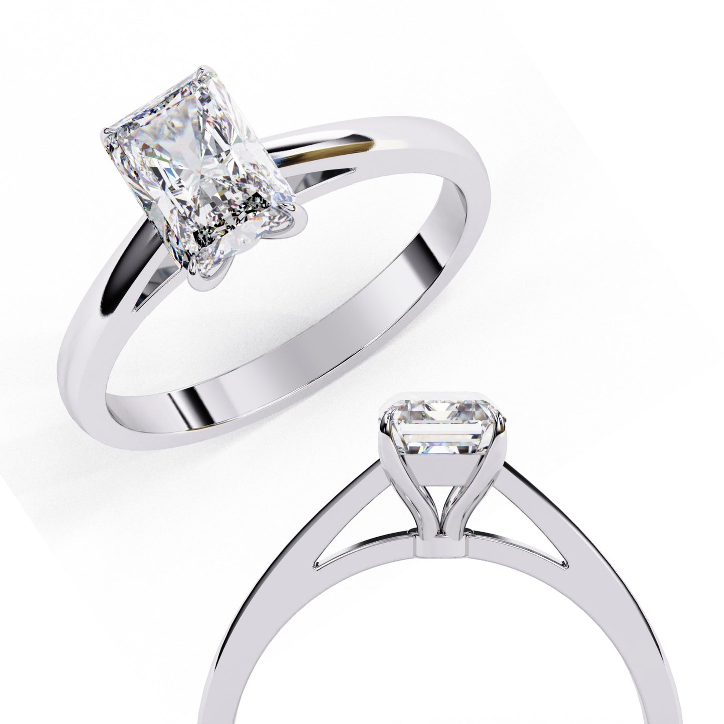 Radiant Cut Lab Grown Diamond Solitaire Engagement Ring - Two-Tone Setting | IGI Certified | Sarva Jewels