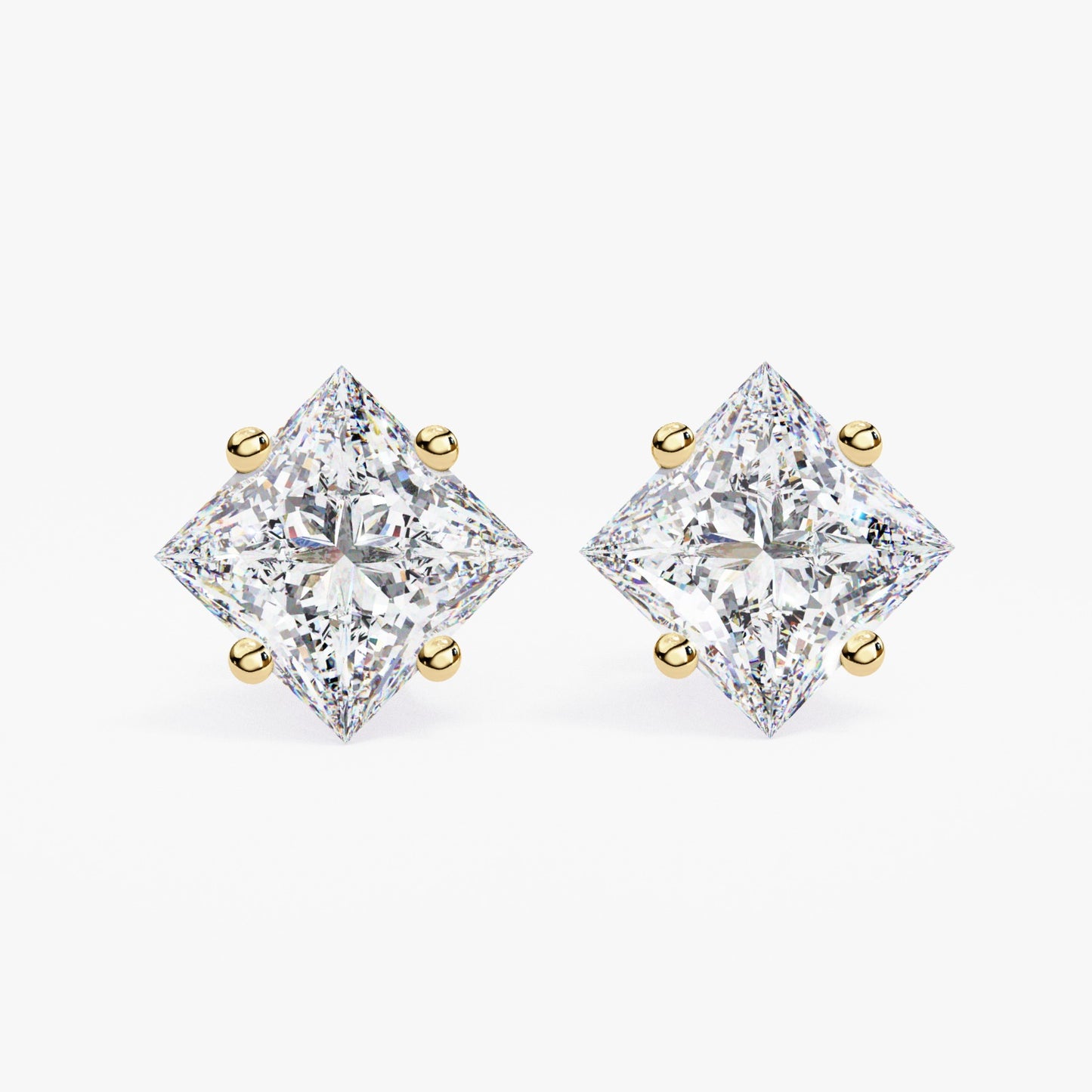 Princess Cut Lab Grown Diamond Stud Earrings - Rose Gold Setting | IGI Certified | Sarva Jewels
