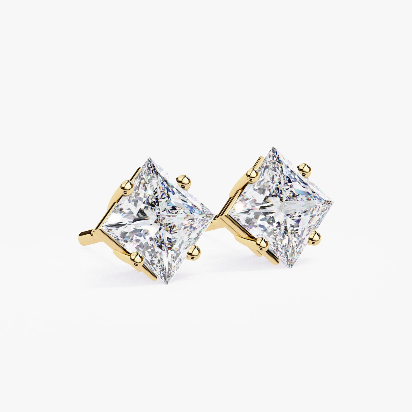Princess Cut Lab Grown Diamond Stud Earrings - Rose Gold Setting | IGI Certified | Sarva Jewels