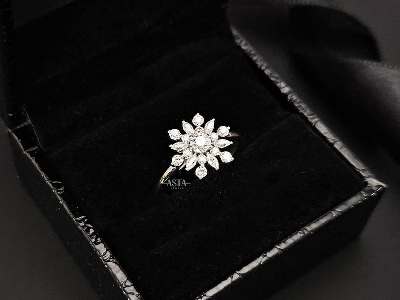 Floral Marquise Engagement Ring for Women