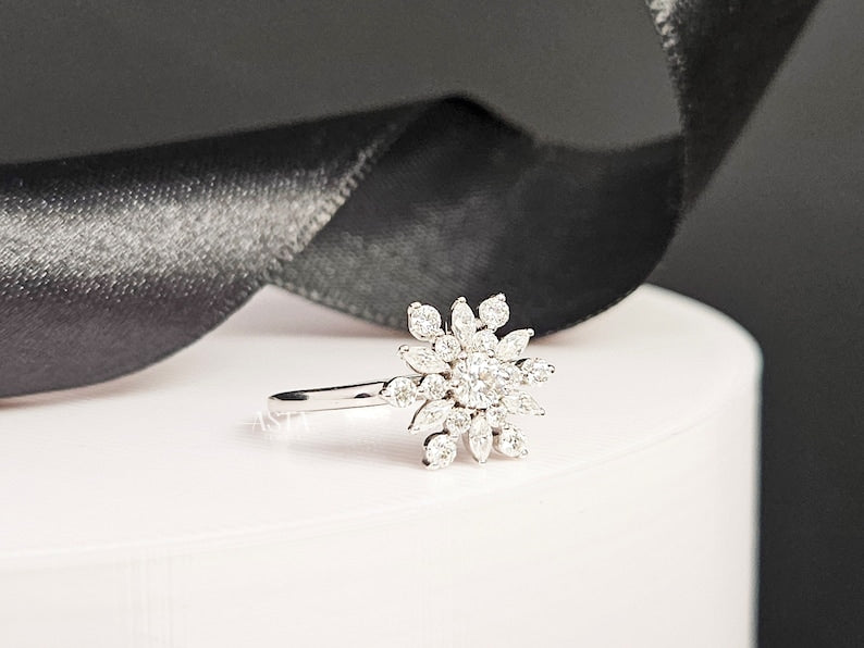 Floral Marquise Engagement Ring for Women