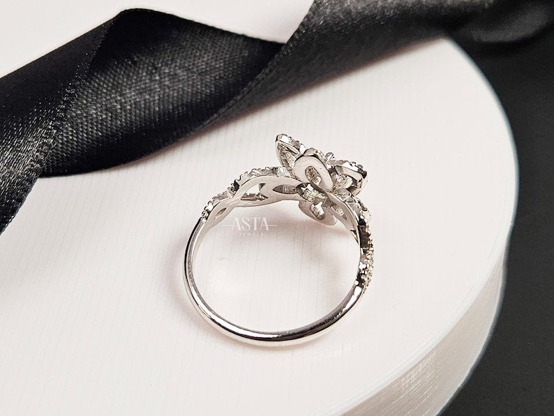 Round Lab Grown Diamond Floral Engagement Ring