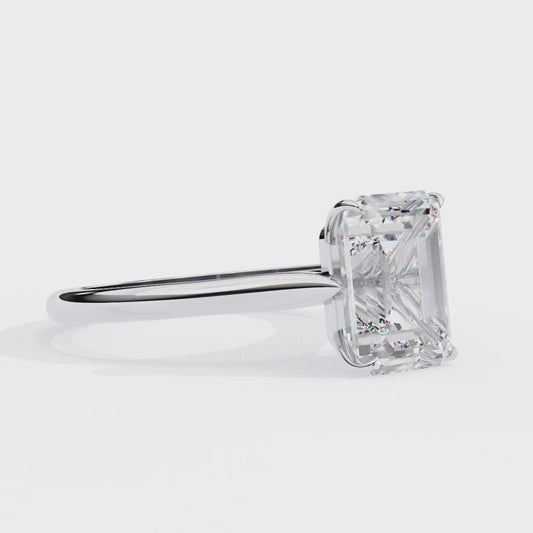 Emerald Cut Lab Grown Diamond Solitaire Engagement Ring - Two-Tone Setting | IGI Certified | Sarva Jewels
